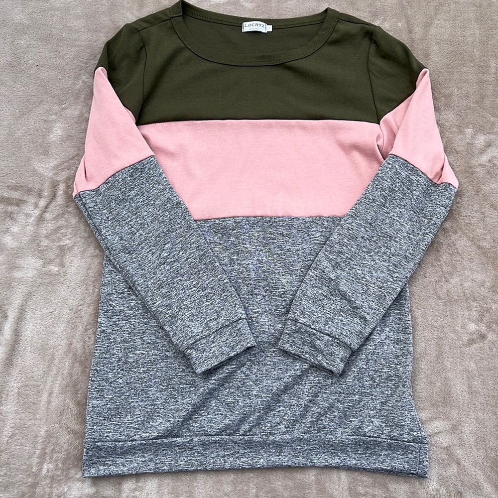 LOCRYZ Colorblock Long Sleeve Top, Size Small